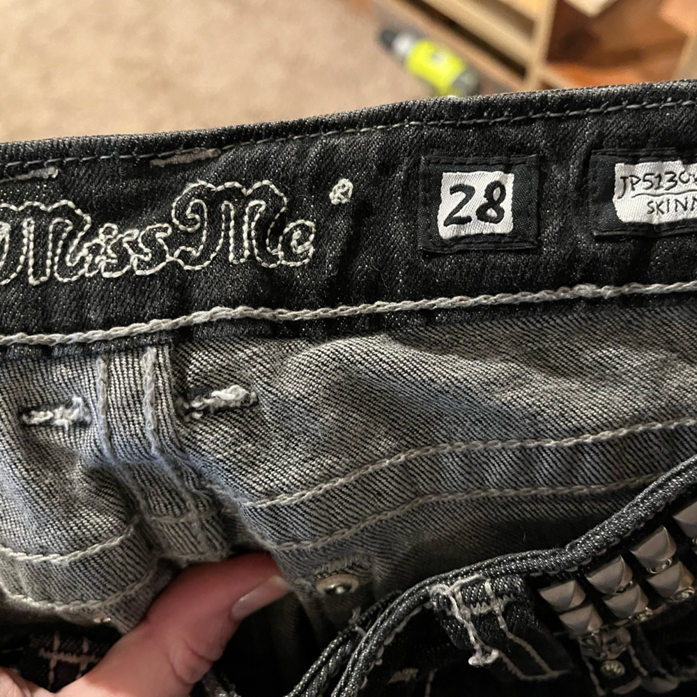 Miss Me black skinny jeans, Size 28